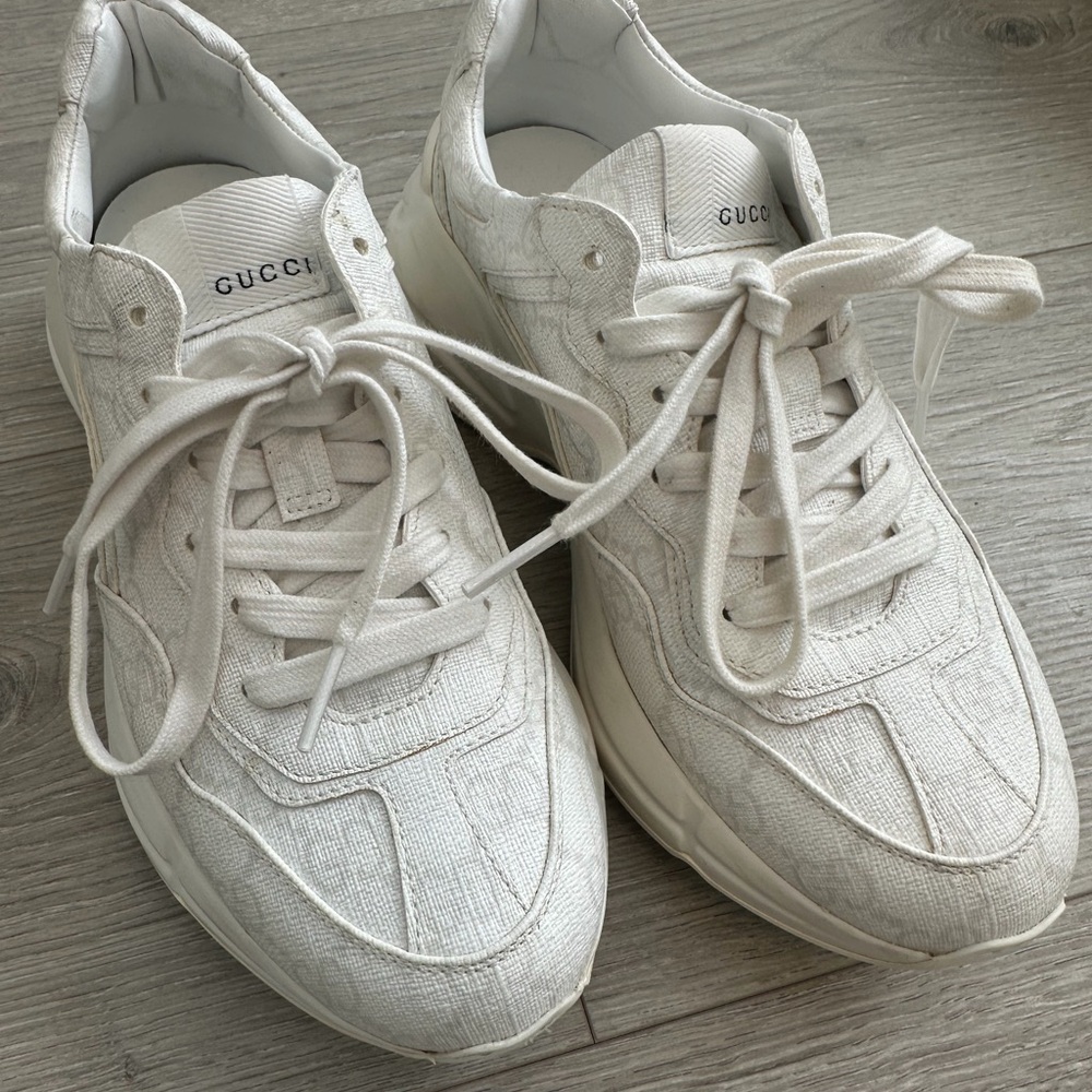 GUCCI SNEAKER- white GG Lace-Up Sneakers - Picture 9 of 10